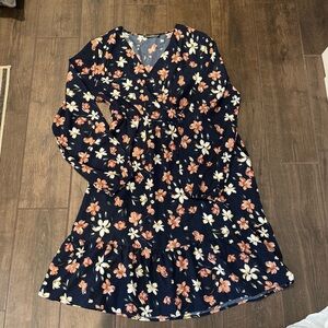 SHEIN Pink and Orange Wrap Tie Front Midi Dress